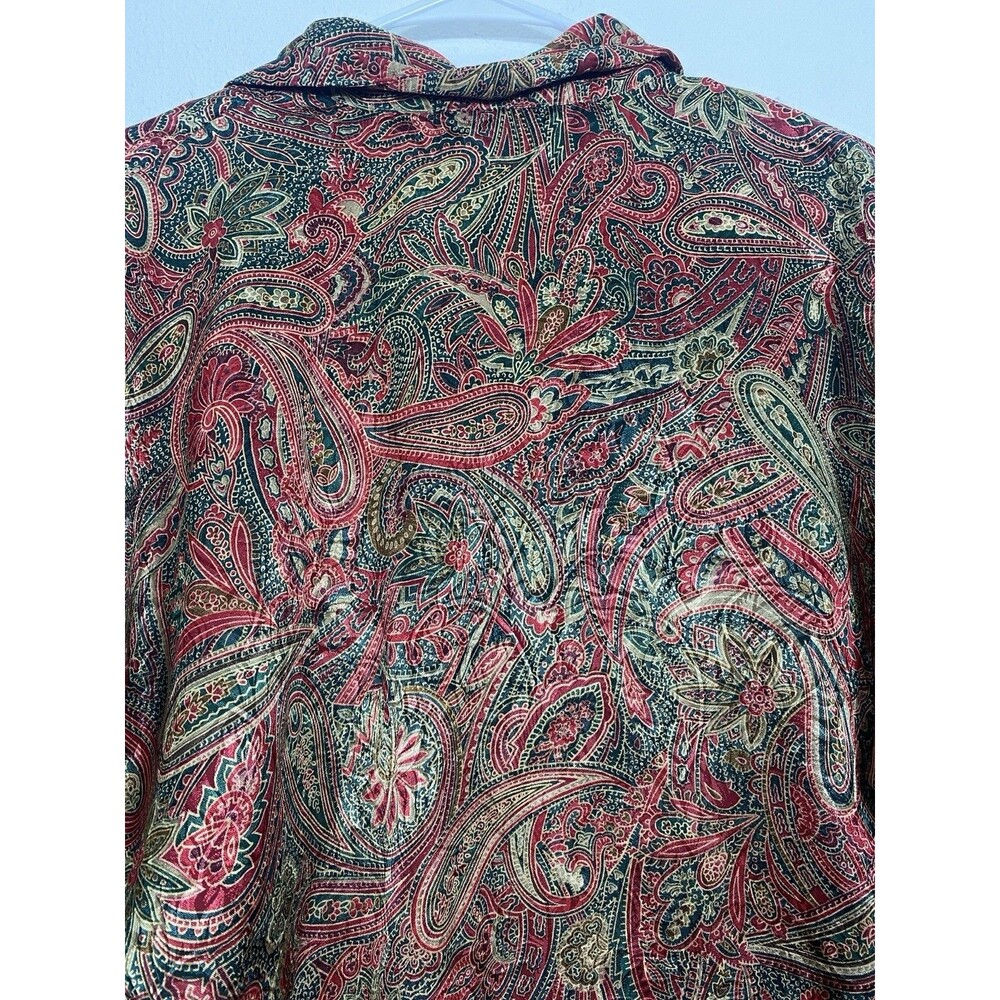 Victoria's Secret Vintage 90's Red Green Gold Paisley Night Shirt Size M - Picture 6 of 13